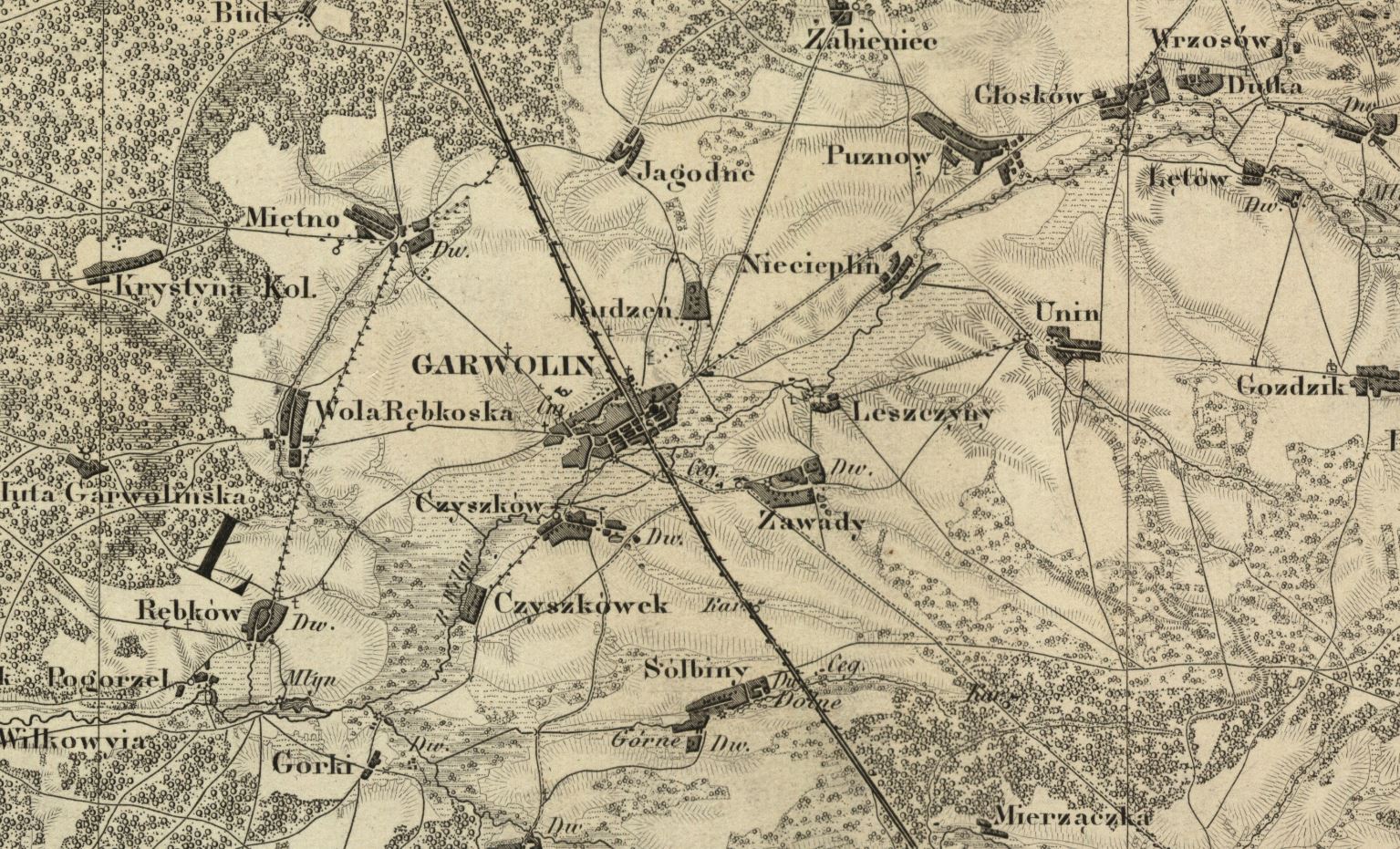 Garwolin i okolice 1850 r. - mapa
