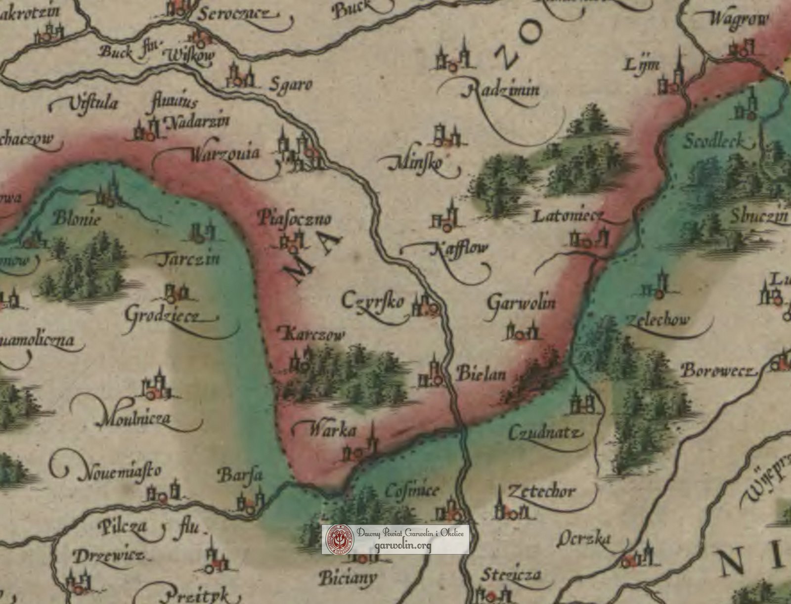 Garwolin i Żelechów na mapie z 1609 r.