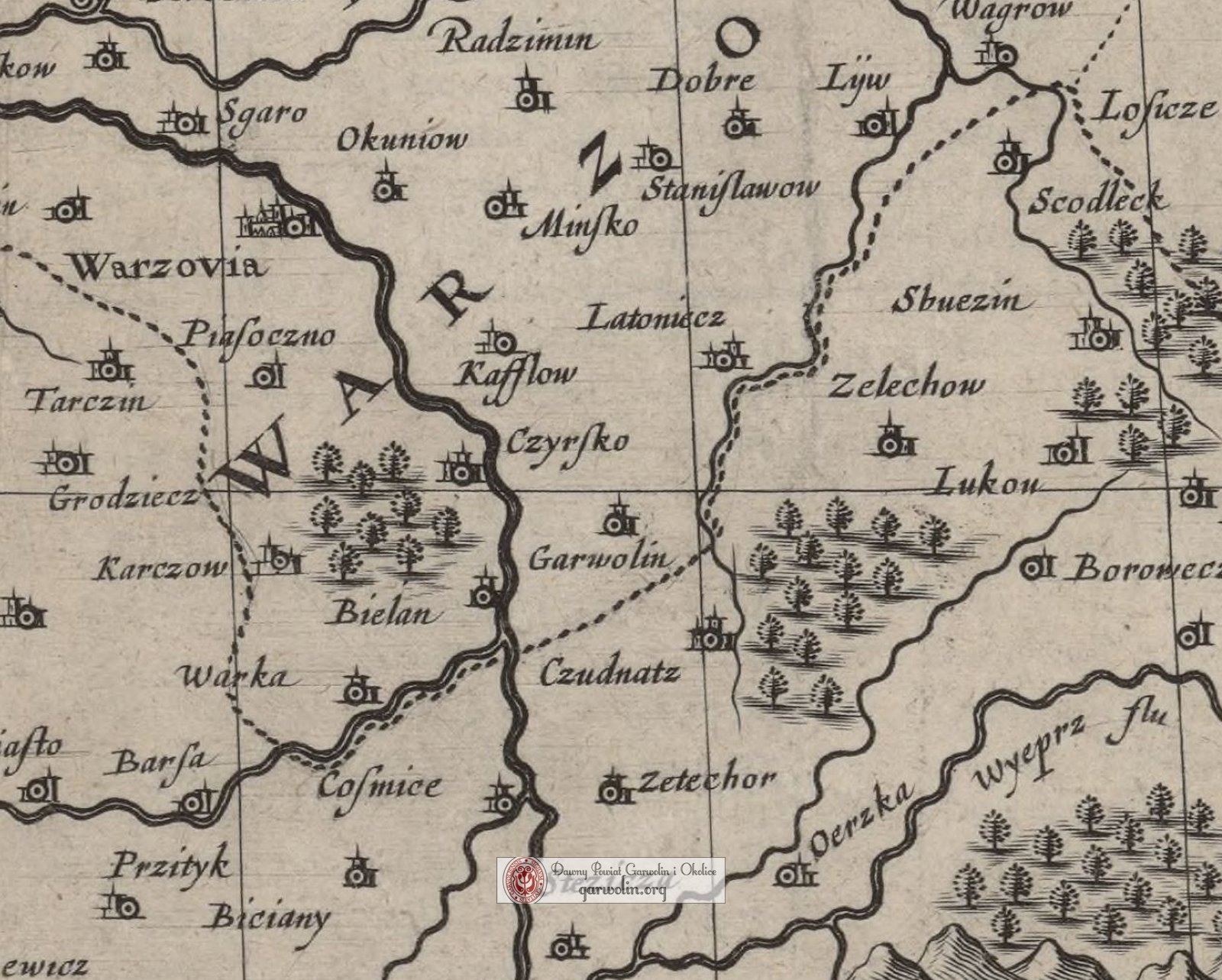 Garwolin i Żelechów na mapie z 1626 r.