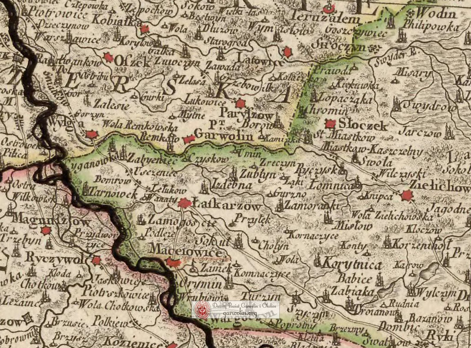Mapa powiatu garwolińskiego z 1772 r.