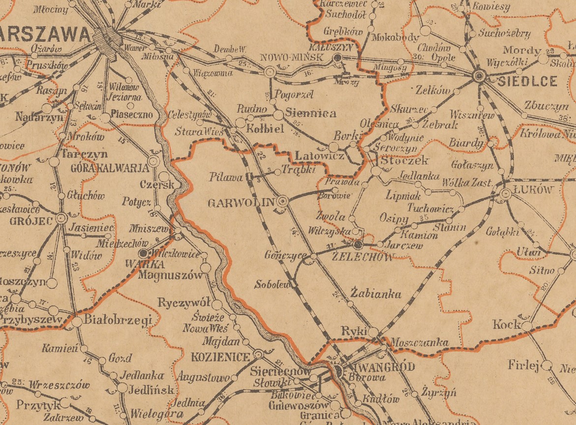 Mapa Gubernij Królestwa Polskiego dla cyklistów z 1894 r.