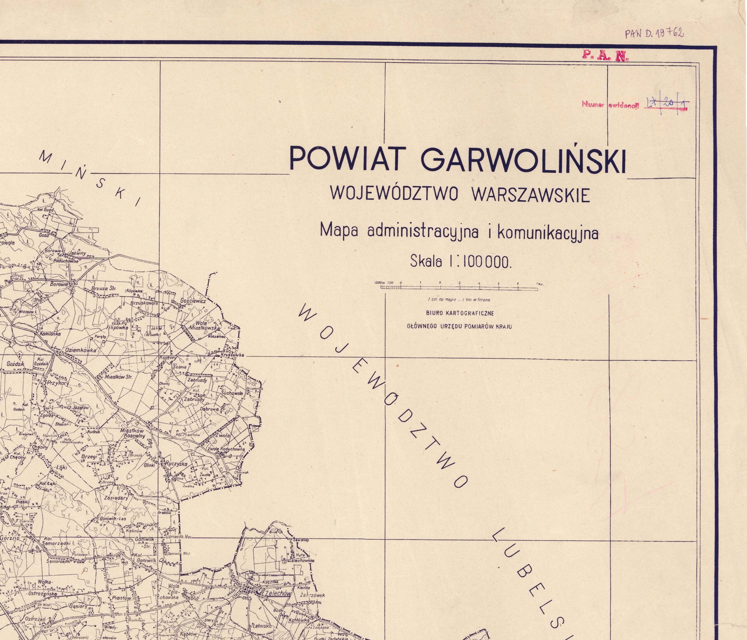 Powiat Garwoliński na mapie z 1947 r.
